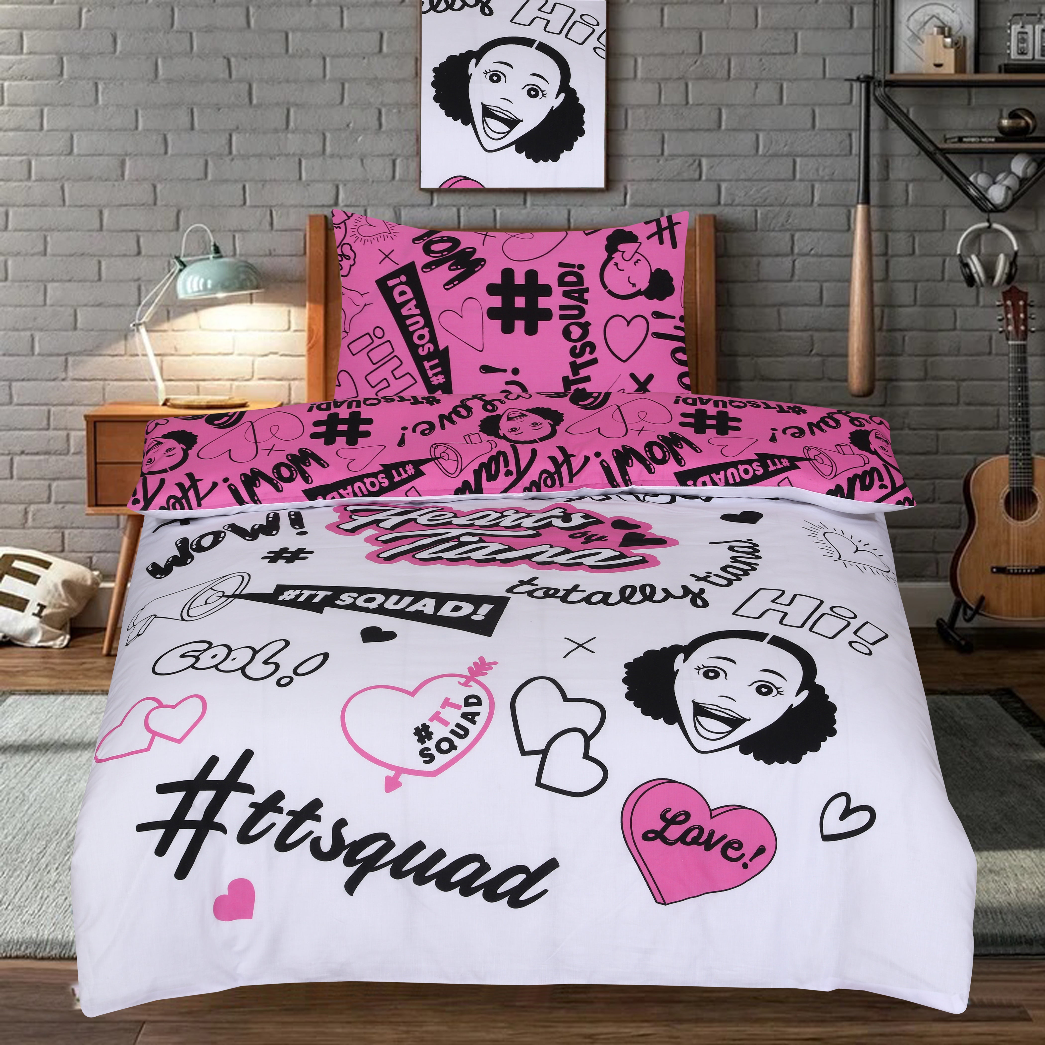 #TT Squad Pink & White Girls Quilt Set